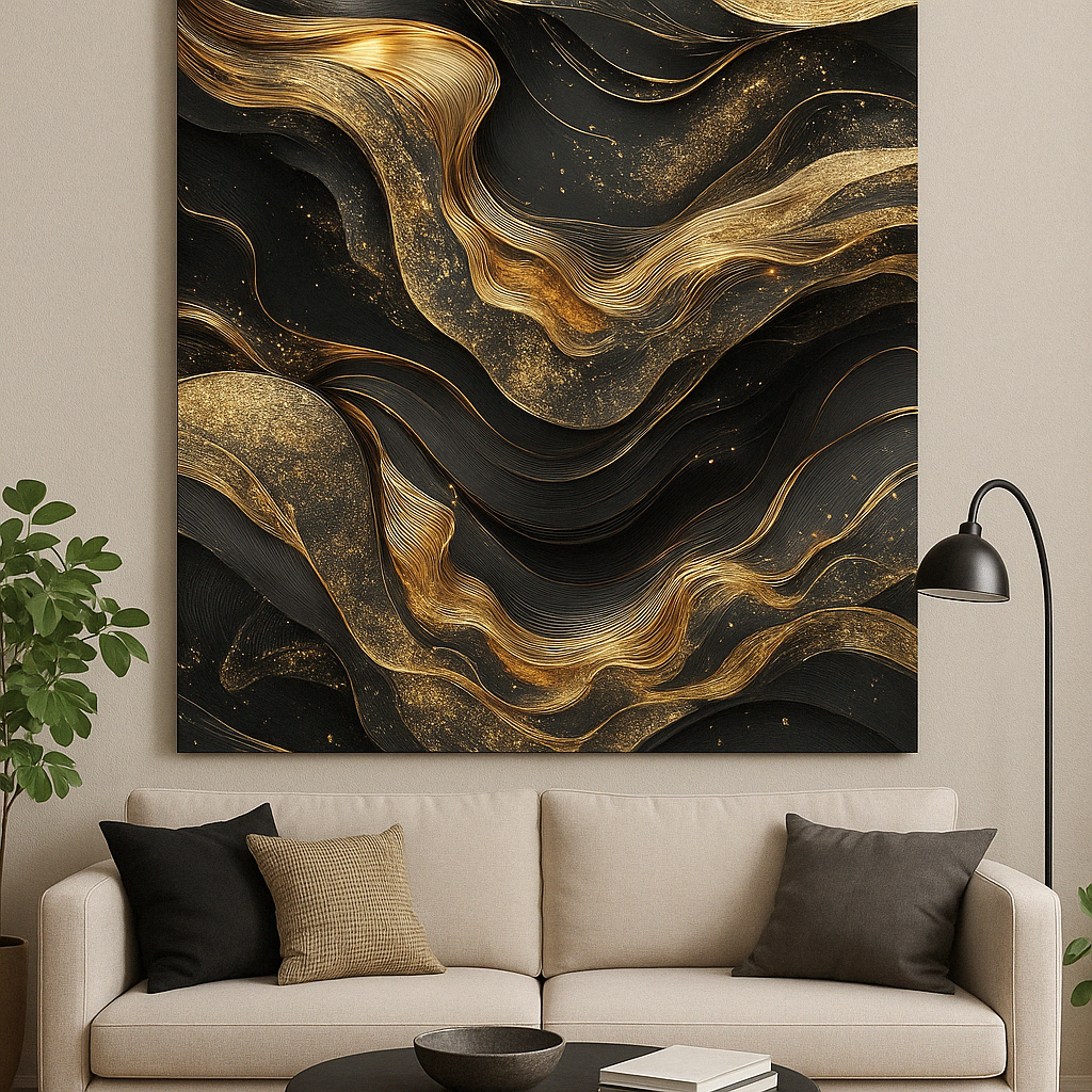 GOLDEN BLACK ABSTRACT CANVAS