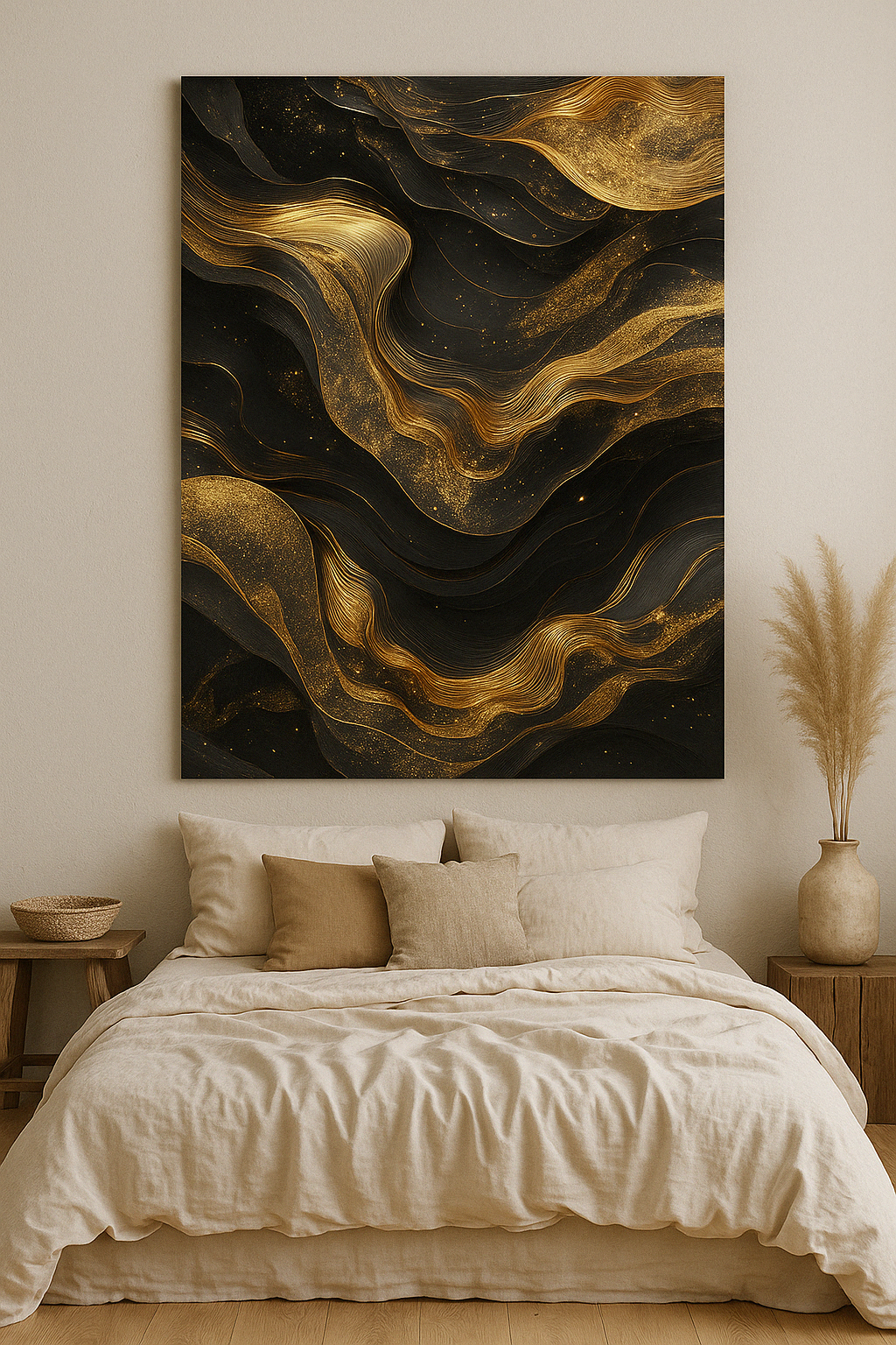 GOLDEN BLACK ABSTRACT CANVAS