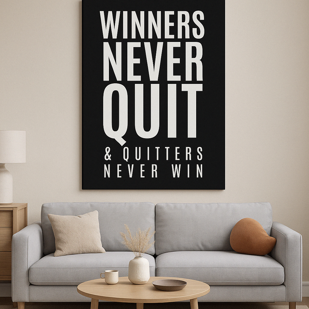 WINNERS NEVER QUIT CANVAS