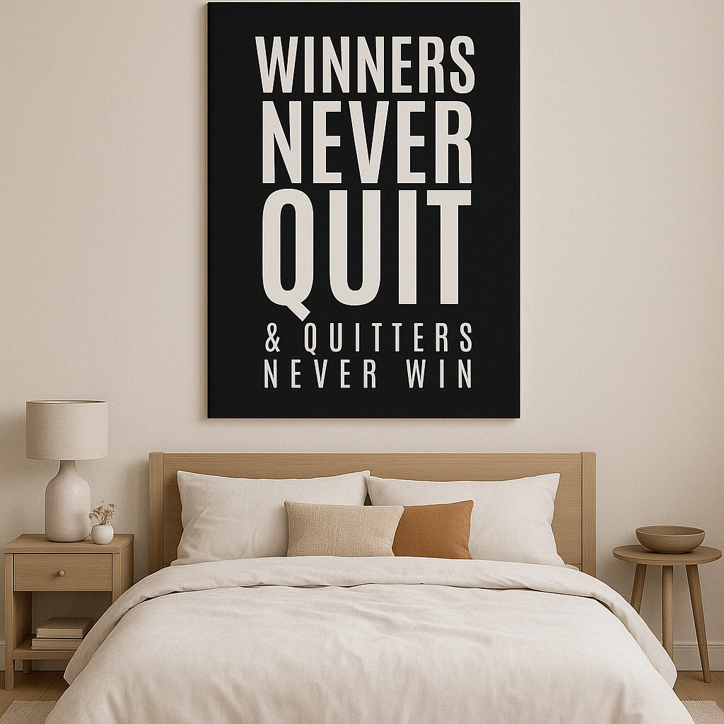 WINNERS NEVER QUIT CANVAS