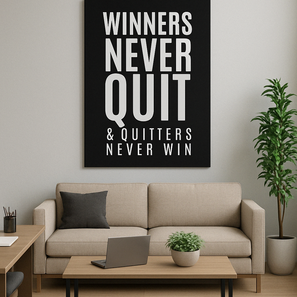 WINNERS NEVER QUIT CANVAS