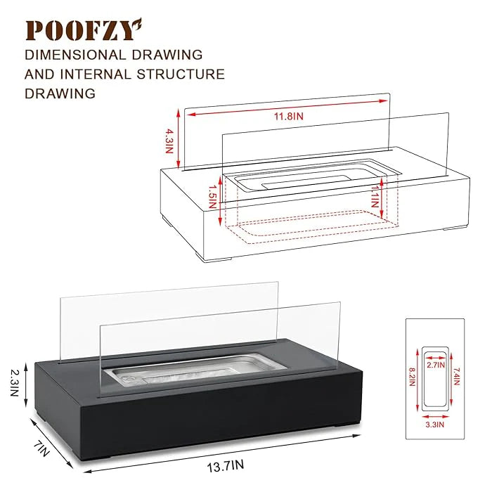 RECTANGULAR TABLE FIREPLACE LAMP