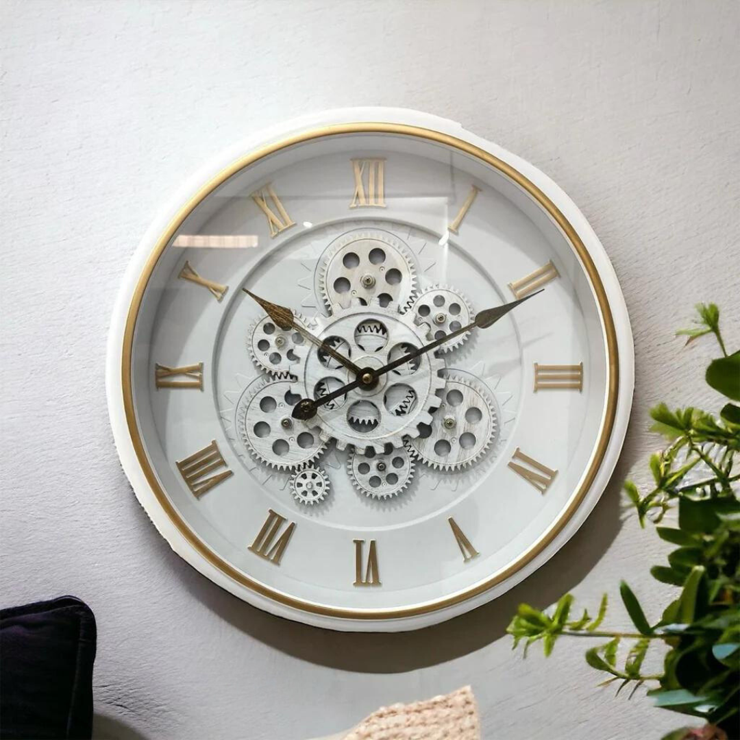 ITALIAN ANTIQUE WALL CLOCK(WHITE-ROSEGOLD)